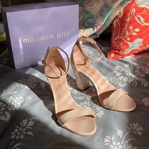 New In Box Madden Girl Nude Block Heels